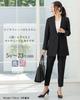 Washable Suit for Women Long Tailored Jacket Tapered Pants Set Stretch Elastic Waistband Plus Sizes Available Business Wear Black Size 9 [Addrouge] -