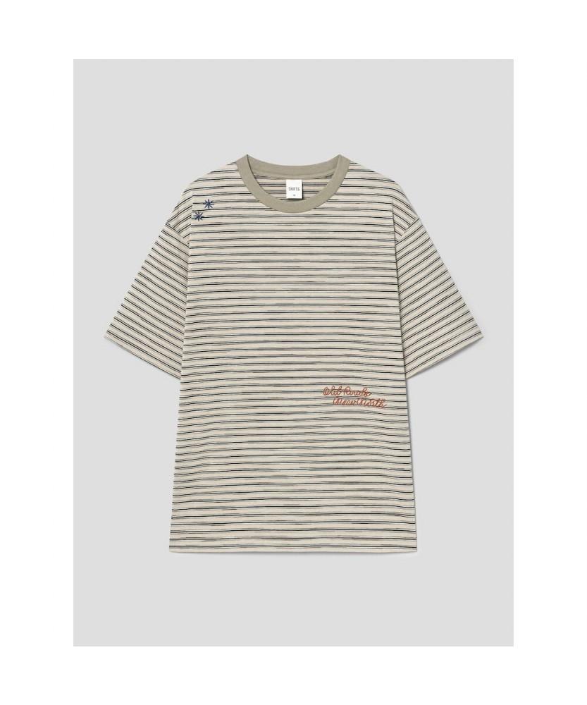SHIFT.G Lettering Point Stripe Tshirt Khaki