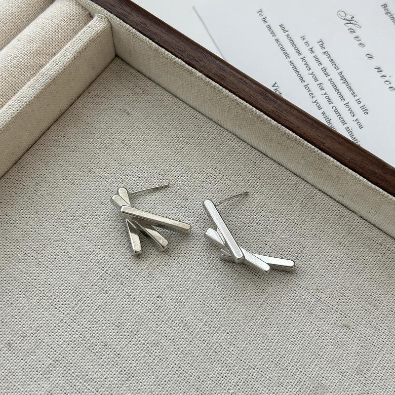 

Female Minimalist and Compact Style with Unique Retro Earrings срібний