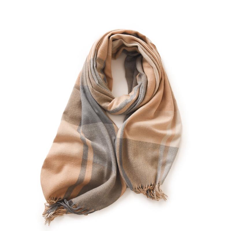 Plaid Faux Cashmere Winter Scarf Shawl with Tassels