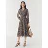 JUZUI Women's 2026 Spring Elegant Geometric Print Chiffon Cinch Waist Dress