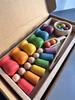 Beech Wooden Rainbow Sorting Toys Early Learning for Kids Pastel Pot Peg Dolls with Balls