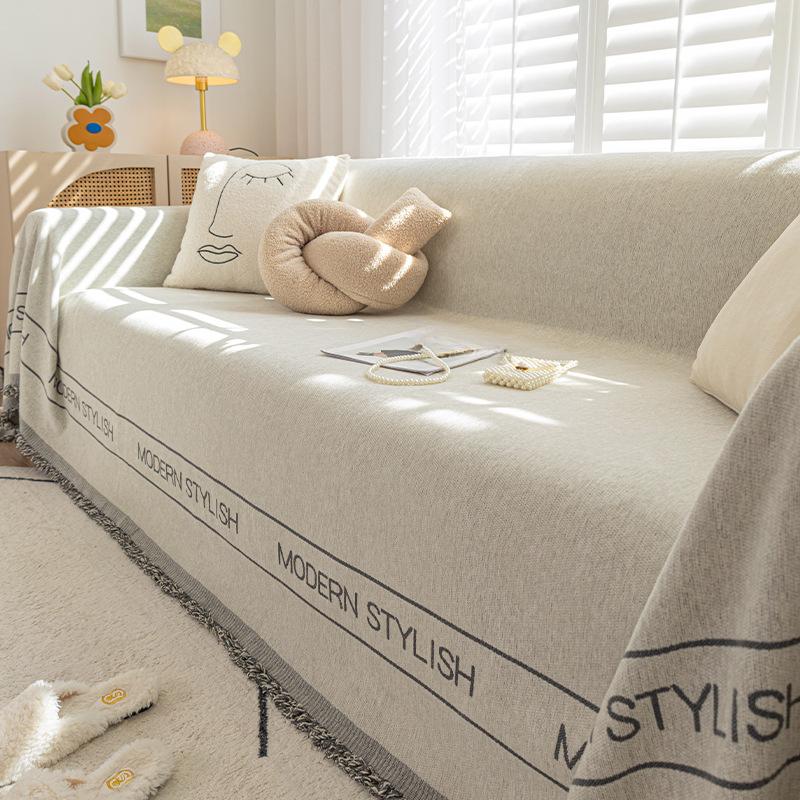 

Cream Sofa Cover Full Covered Universal Four Seasons Anti-Scratching Soft Towel Fabric All-Inclusive Protector 180*130cm