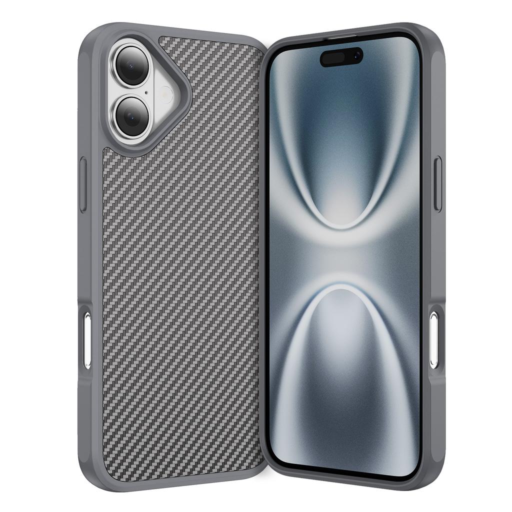 For iPhone 17 Case Carbon Fiber Texture PC+TPU Phone Cover Compatible with MagSafe