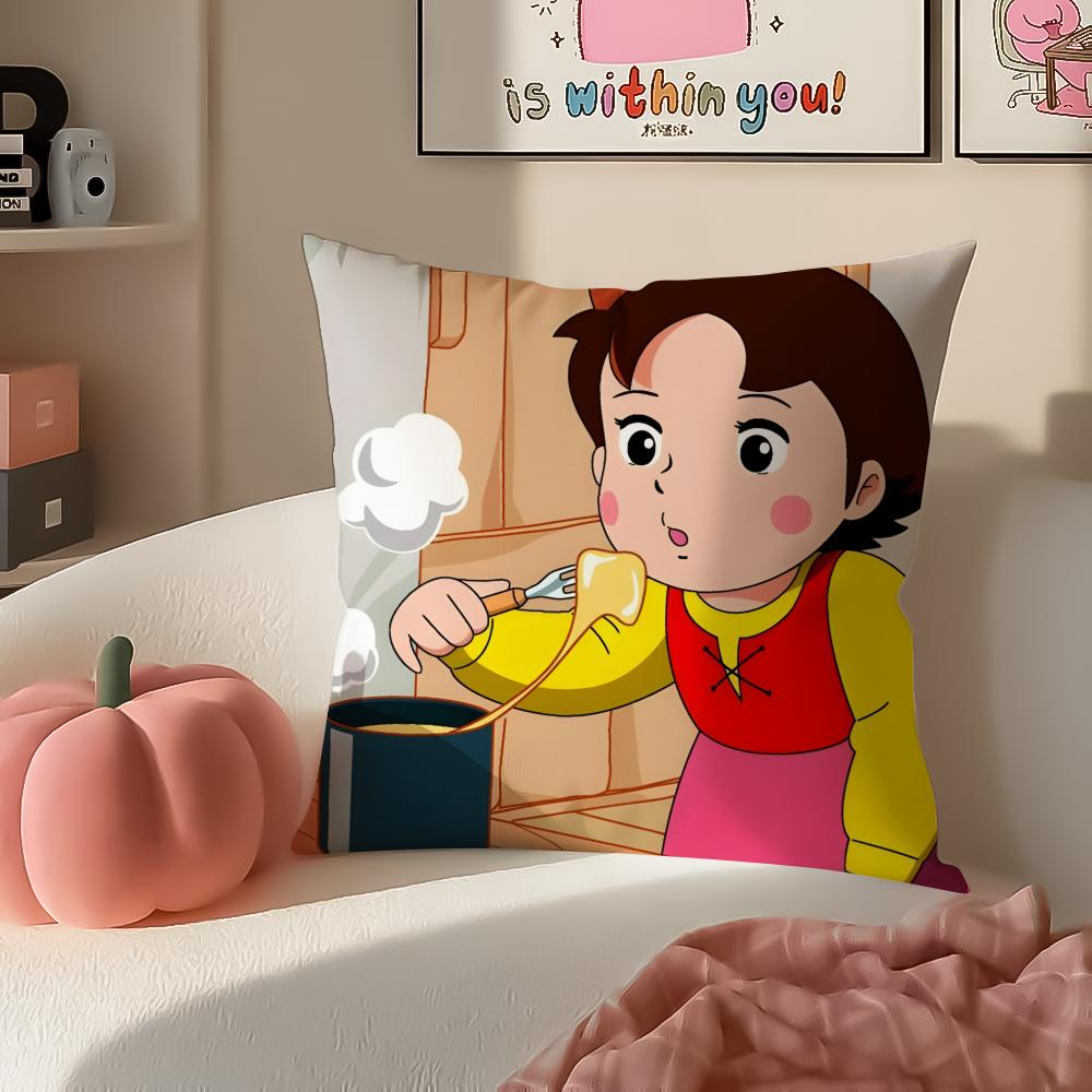 Cartoon HHeidi Girl of the Alps Cushion Cover Pillowcase Short Plush Invisible zipper Room Sofa Cushion Cover