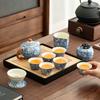 Light luxury flower Huang Ru tea set, household ceramic opening film can raise retro tea tray, the whole set of kung fu tea