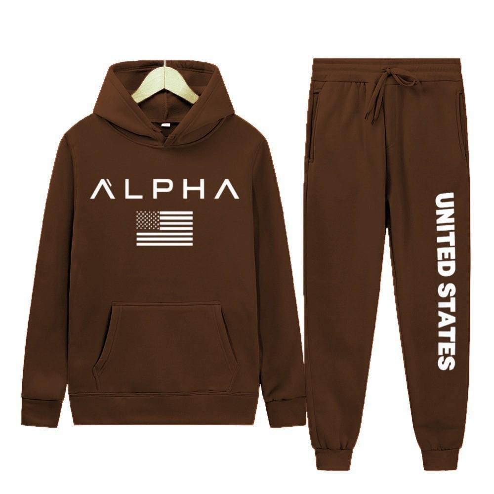 New letter printing two-piece hooded sweater autumn and winter men's casual sports hoodie men's