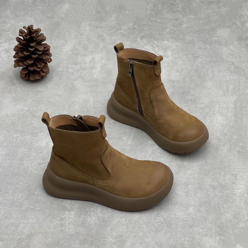 Nya damskor: Damskor med tjock sula, Rundtå, Mångsidiga och Retro Ankelstövletter