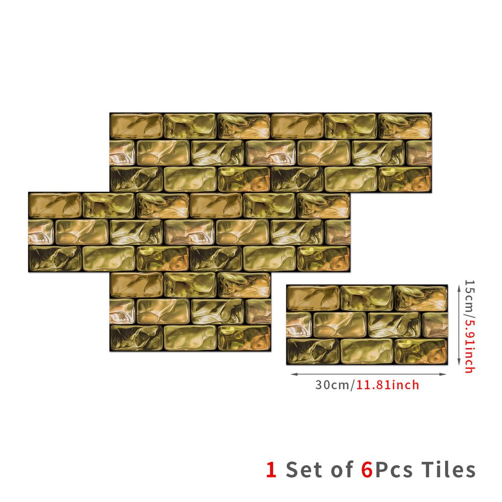 Retro American Crystal Self-Adhesive Wallpaper, Bedroom Self-Dipping Pvc Kitchen Waterproof Wall Sticker Tile Sticker