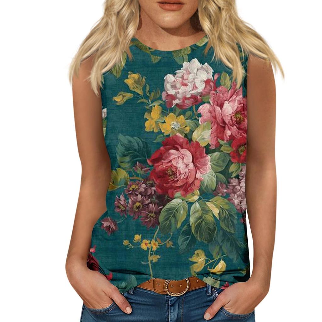 New Sunflower 3D Printed Tank Top Women's Round Neck Casual Flower Tank Top Off Shoulder Y2k Elegant Sleeveless Top Tank Top Women's Clothing
