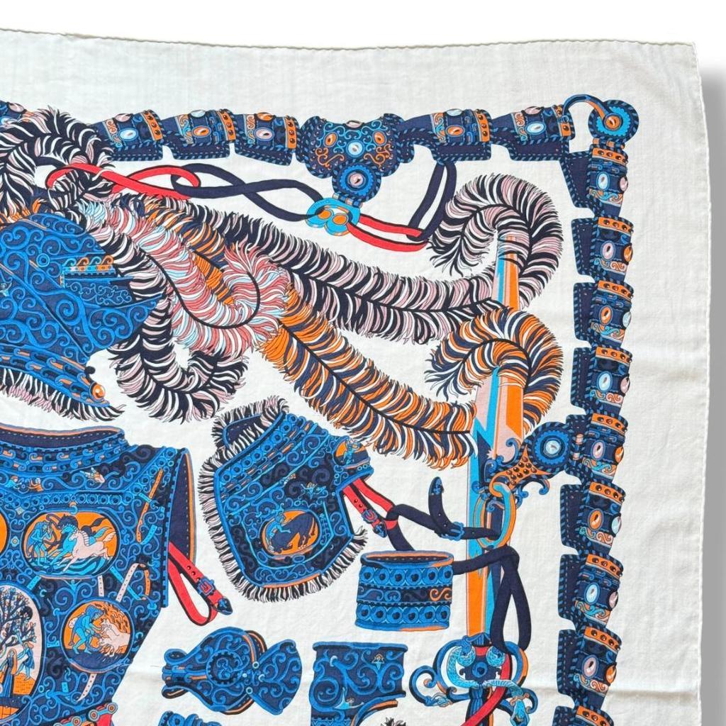 Used Hermes God of War Mars Carre 140 Cashmere Silk Carre Geant