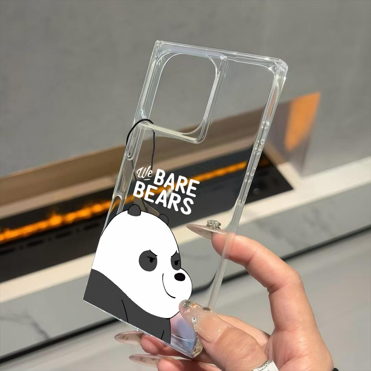 

Прозрачный квадратный чехол-бампер для iPhone 11 16 ProMax 15 Plus 14 Pro Max 12 13 с ухмыляющимися пандами iphone 11 ProMax