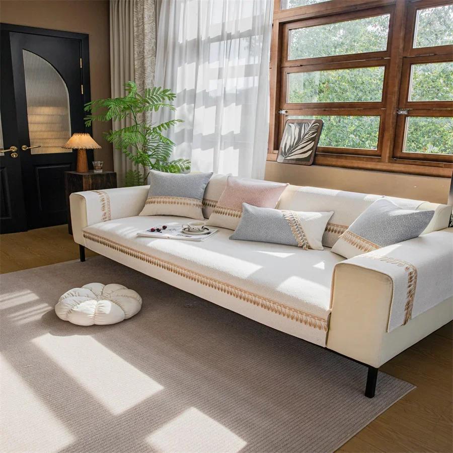 Four Seasons Universal Chenille Precision Jacquard Sofa Cushion Modern Simple Stitching Non-Slip Sofa Cushion Towel