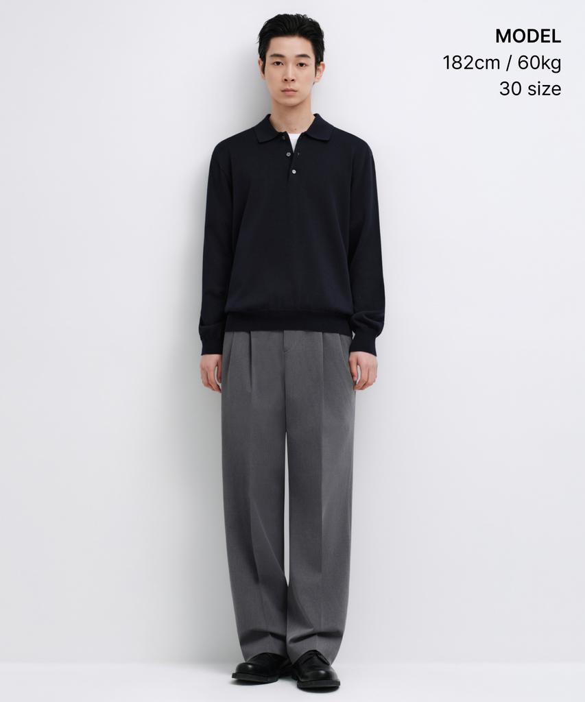 MUSINSA STANDARD Real Wide Hidden Banding Slacks [Melange Gray]