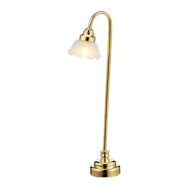 Miniature Golden Glass Metal LED Desk Light For 1/12 Dollhouses Accessories Realistic Home Decors Battery Powered