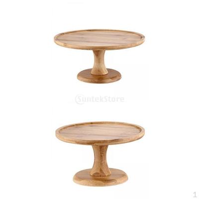 2Packs Nordic Round Wooden Cake Stand Fruit Plate Tray Cupcake
