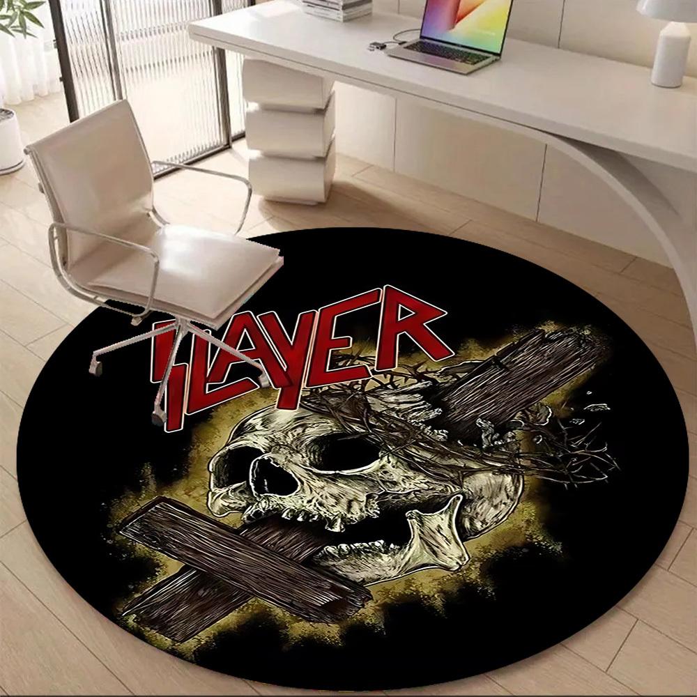 1PC Slayer Skull Office Round Area Rug, Indoor Mat Suitable For Office, Under Office Chairs Bedroom Living Room Home Decor DT1212105