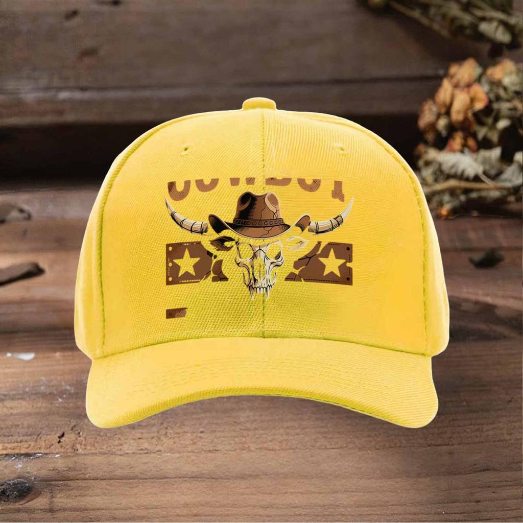 Western Cowbull Skull Trucker Hat Adjustable Wide Brim Retro Baseball Cap For Men Women Lightweight Casual Outdoor Cap