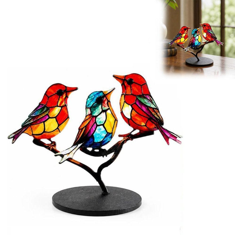 Double Sided Acrylic Bird Ornament 2D Decorative Bird Figurine Home Office Decor