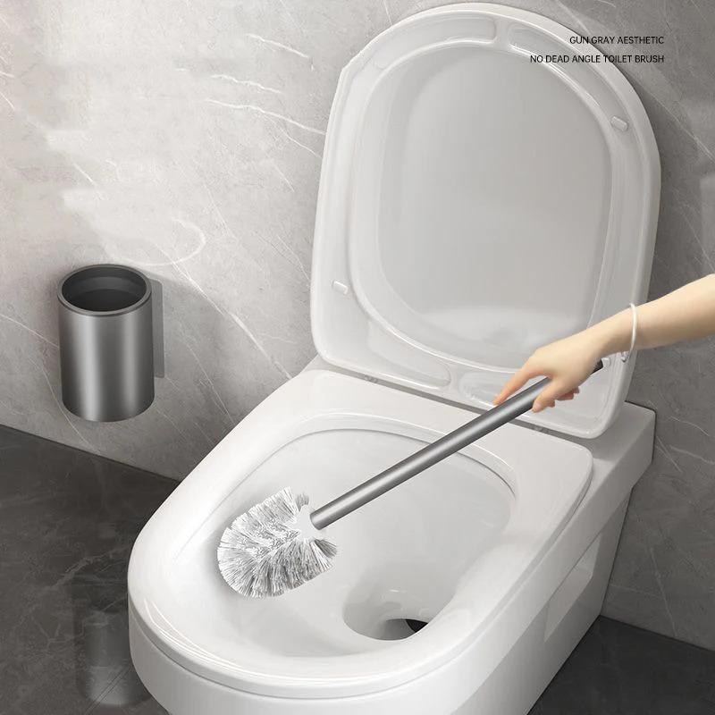 Bathroom Toilet Brush Holder Cleaning Tools Space Aluminum Wall Mounted No Drill Vertical Toilet Brush Bathroom Accessories