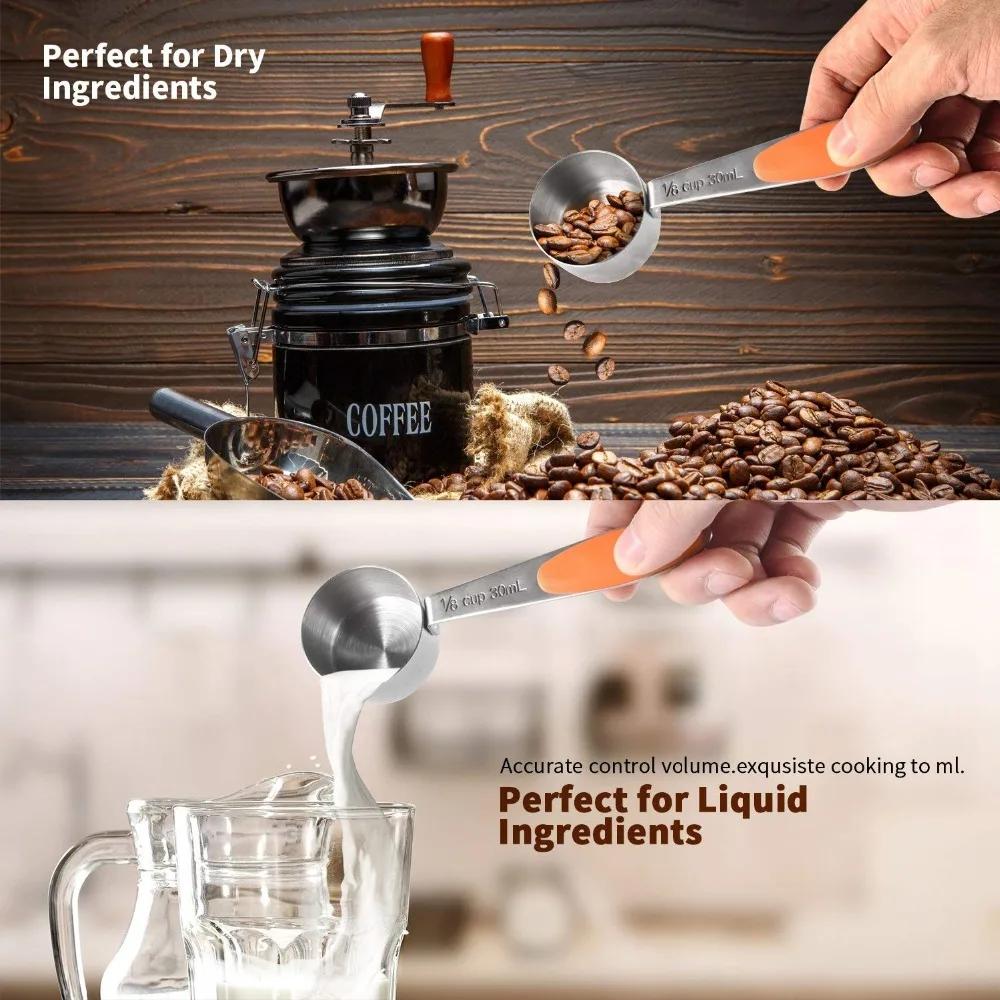 5/10Pcs Stainless Steel Measuring Cups and Spoons Set Stackable Tablespoons Measuring Spoons Tea Coffee Kitchen Measuring Tools