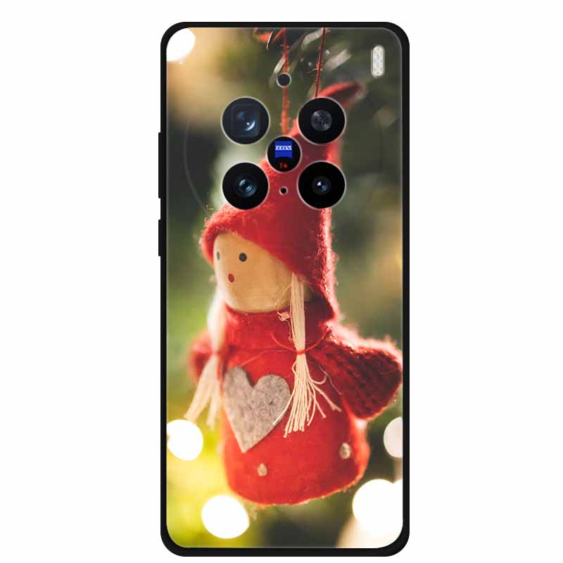 Christmas Cover For Vivo X200 Pro 6.78"Black Silicone Case For vivo X200 Pro mini 6.31" TPU Santa Claus ChristmasTree Back Cover