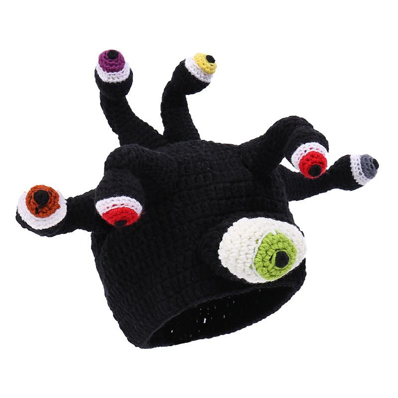 Tentacle Monster Octopus Knitted Wool Hat Party Funny Alien Big Eyed Monster Knitted Hat Stage Performance Hat