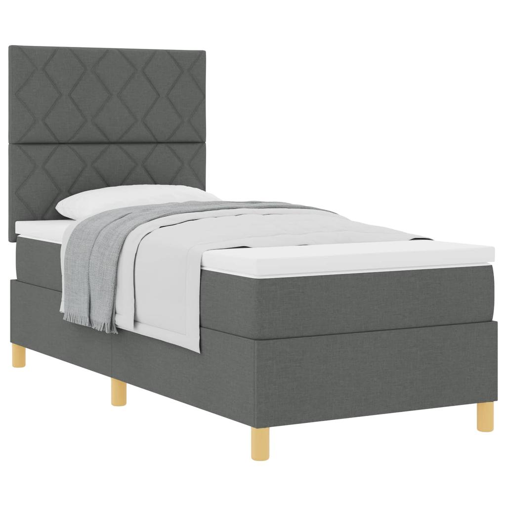 Boxspring Bed with Headboard Dark Grey 90 X 190 Cm Fabric