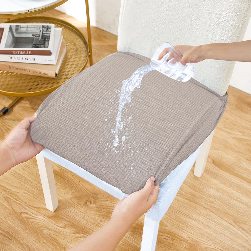 

Jacquard Waterproof Chair Cover Spandex Stretch Stool Case Dining Room Kitchen Adjustable Chairs Pad Cover Pad for Home Hotel 2pcs хакі