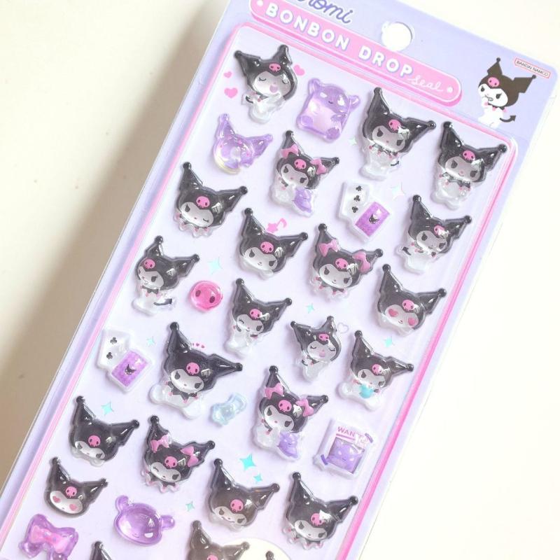 Solid My Melody and Kuromi 3D Cartoon Stickers - Fun Stereo Fairy DIY Decoration, Phone Case Decoration, Gifts for Girls