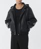 Musinsa Standard Synthetic Leather Oversized Hooded Jacket [Black]