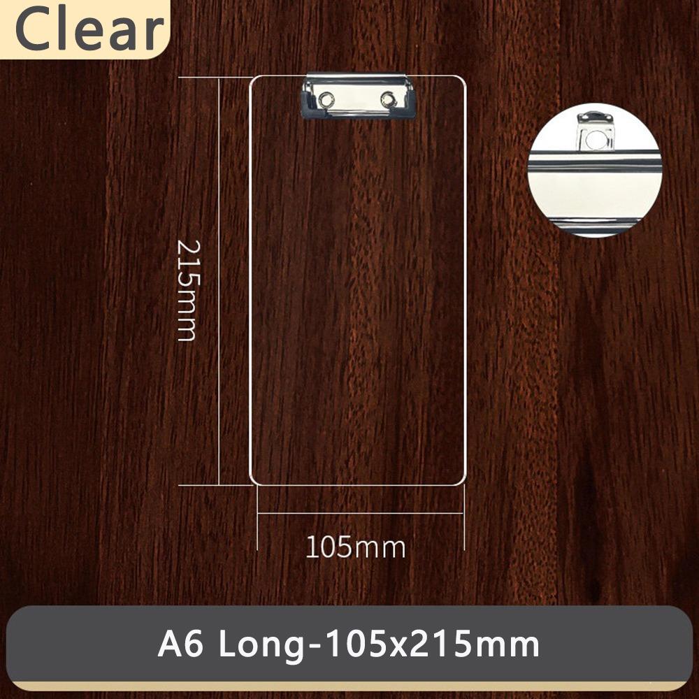 Clear Document Clip Holder Acrylic Writing Pad Simple Clipboard  School Office A6 Long