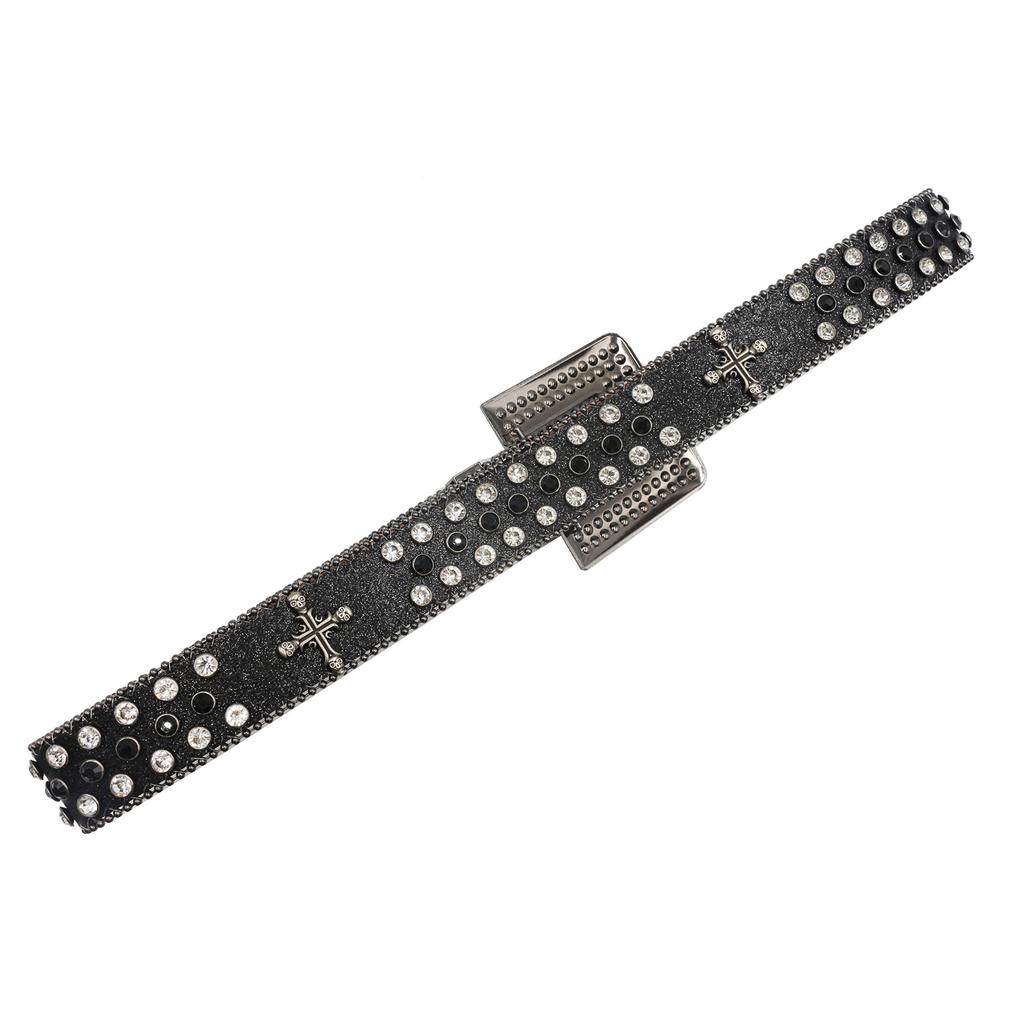 Design Crossman Square Rhinestone Buckle Western Rhinestone Denim Trend Belt Party Stage