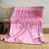 Pink leopard print background with a walking pink panther character. for all seasons blanket lunch break throw gift