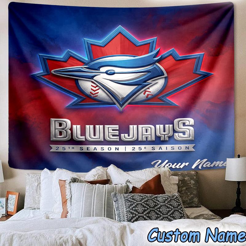 Custom Name Torontos baseball Printed Tapestry, for Bedroom,Livingroom, dormitory, Large Wall Decor, Fabric Decor Fan Birthday Gifts