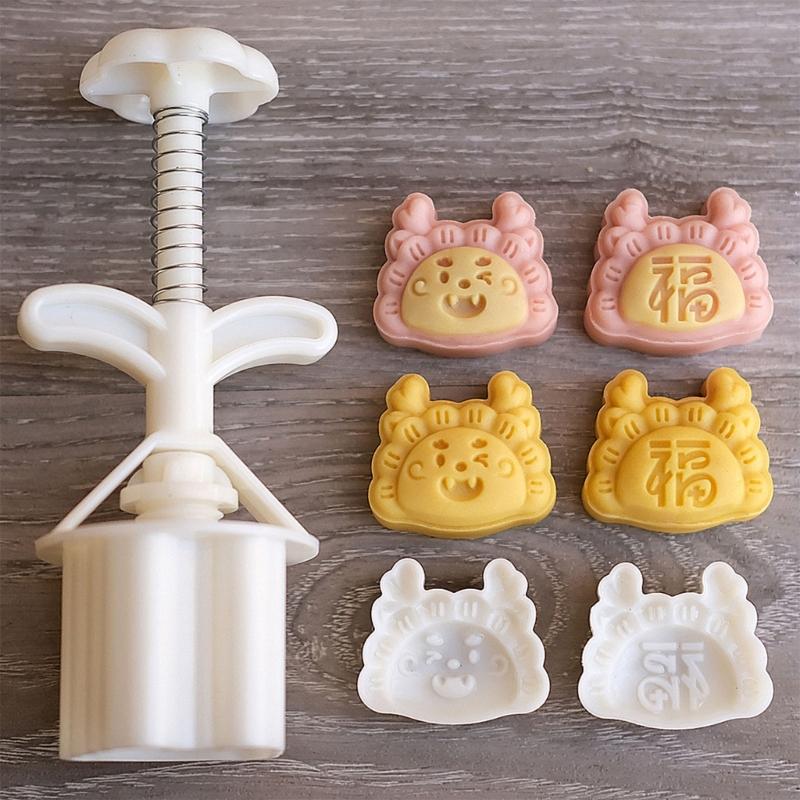 Dragon Dumpling Mooncake Press Mold Cookie Stamps Chinese MidAutumn Moon Cake Makers Decoration Tool for DIY Cookie