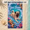 Pug Theme Soft Beach Towel Personalized Custom Name Text Towel Portable for Beach Pool Travel