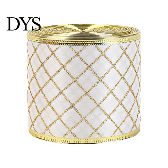 Hochwertiges Netzband für Blumengestecke 2,5" x 2,2 Yards Gold Transparent Weihnachtsbaumdekoration und Transparente Polyester-Schleifen Geschenkverpackung,