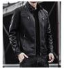 NOMSOCR Leather Biker PU Plus Men's Jacket, Outerwear, Blouson, Leather, Stand-Up Collar, Windproof, Simple, Sizes, Spring/Autumn (XL, Black)