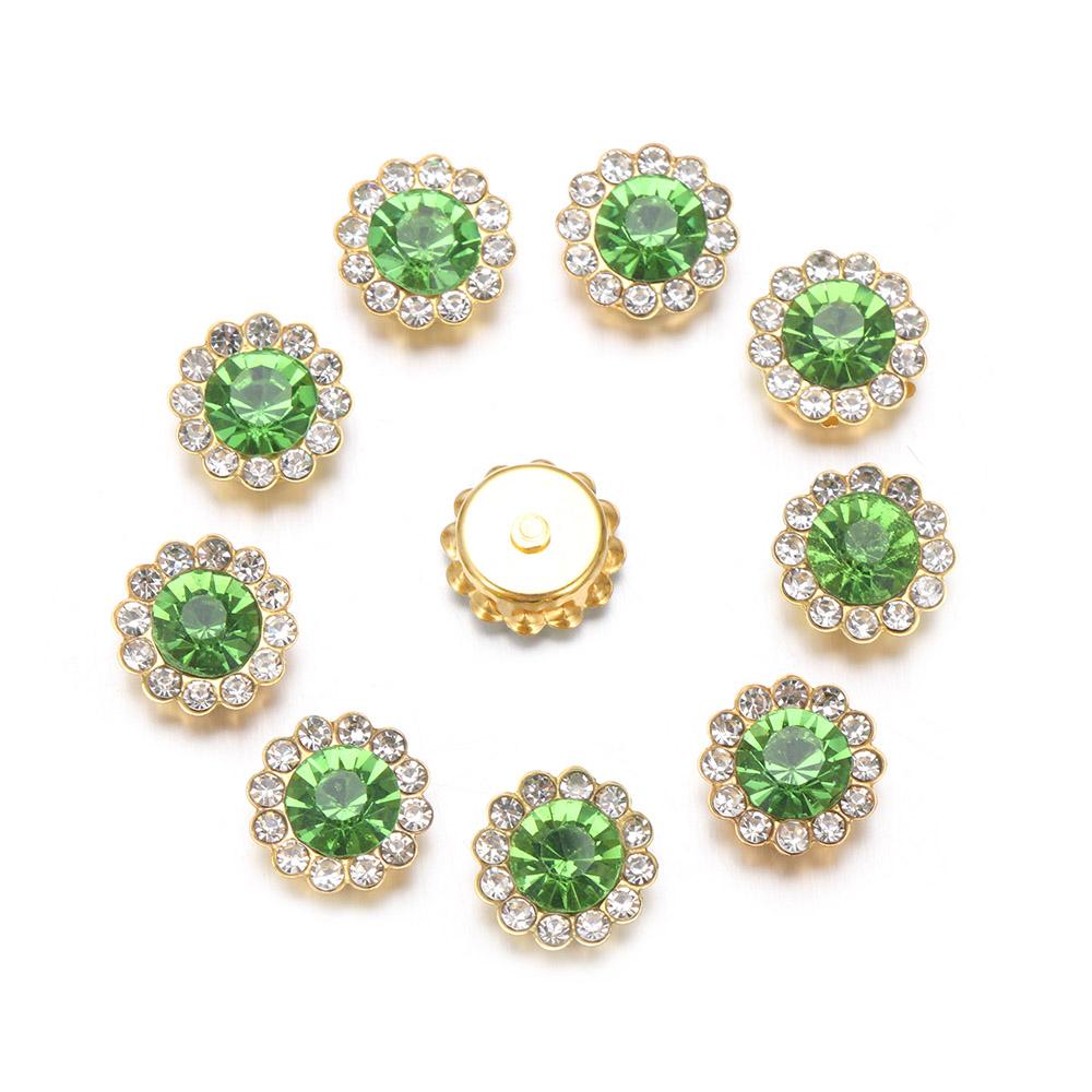 10PCS Apparel Sewing Sparkling Flower-shaped Clothes Decoration Crystal Glass Stone Rhinestone Buttons
