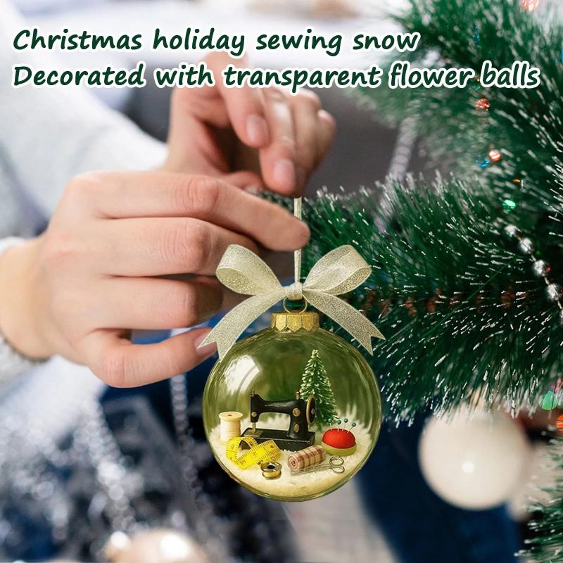 Sewing Machine Design Mini Snow Globe Christmas Ornament for Indoor Wall Door Fireplace.
