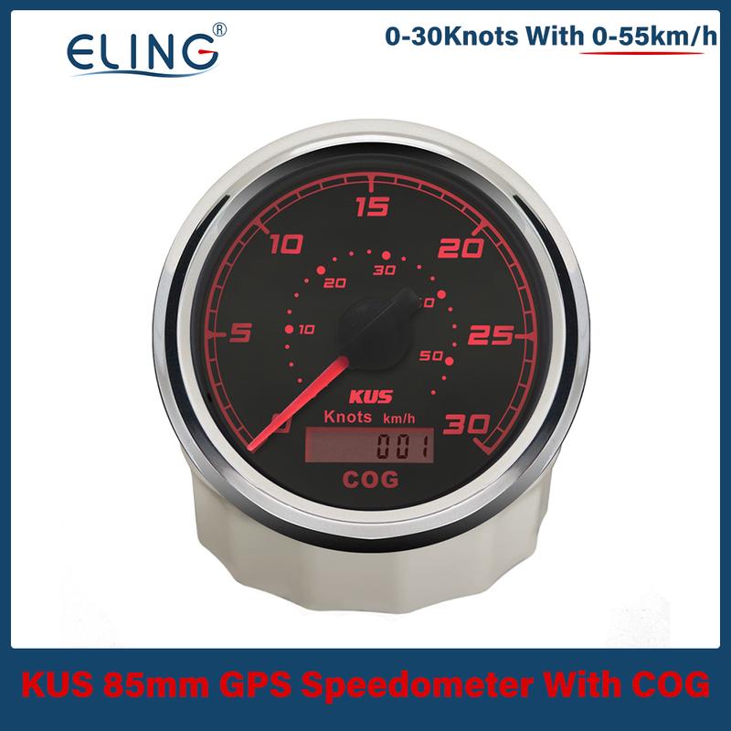 KUS New 85mm 3 3/8" Waterproof Marine Boat Vessels GPS Speedometer 30 knots 60 knots with Red Yellow Backlight