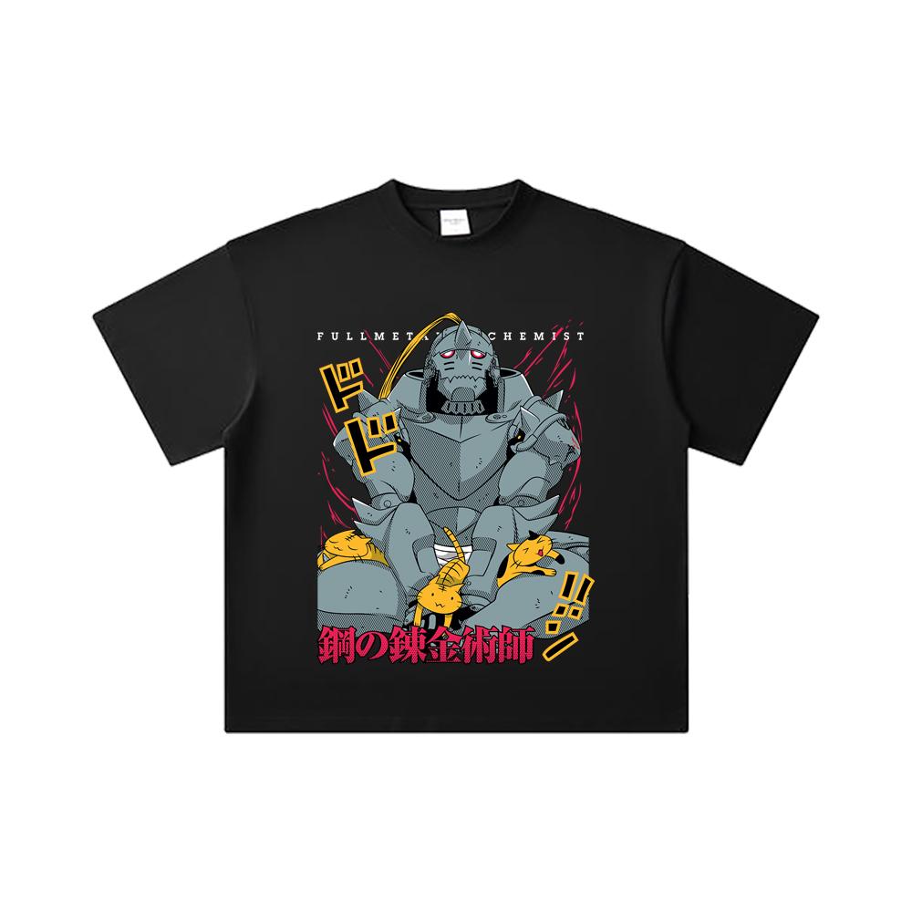 260 GSM Double Yarn 32 Count 100% Cotton Fullmetal Alchemist V4 Alphonse Print Unisex Heavy Cotton T Shirt