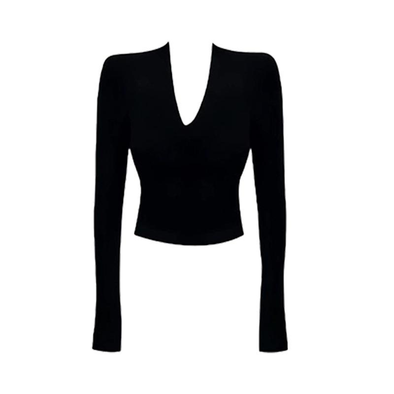 

2025 Осень Комплект черного вязаного платья с V-образным вырезом и юбкой миди с пайетками для женщин Medium