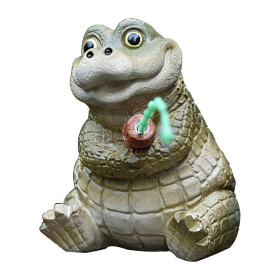 Fishing Cartoon Frog Figurine Resin Fishing Crocodile Panda Skeleton Statue Sculpture Outdoor Garden Pond Fish Tank Decoration Ornament
