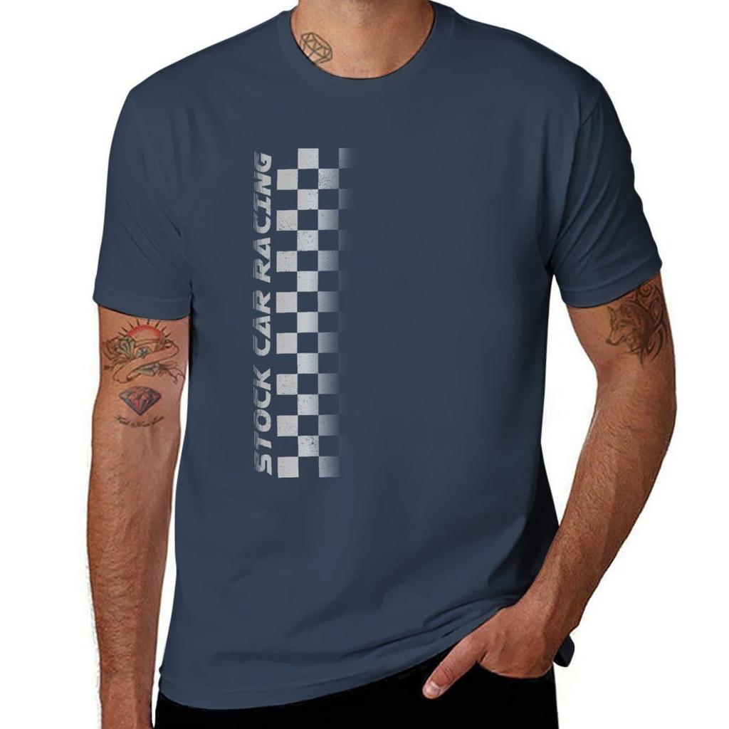 Stock Car Racing Chequered Flag Side Design Tshirt Summer Festival Tshirt