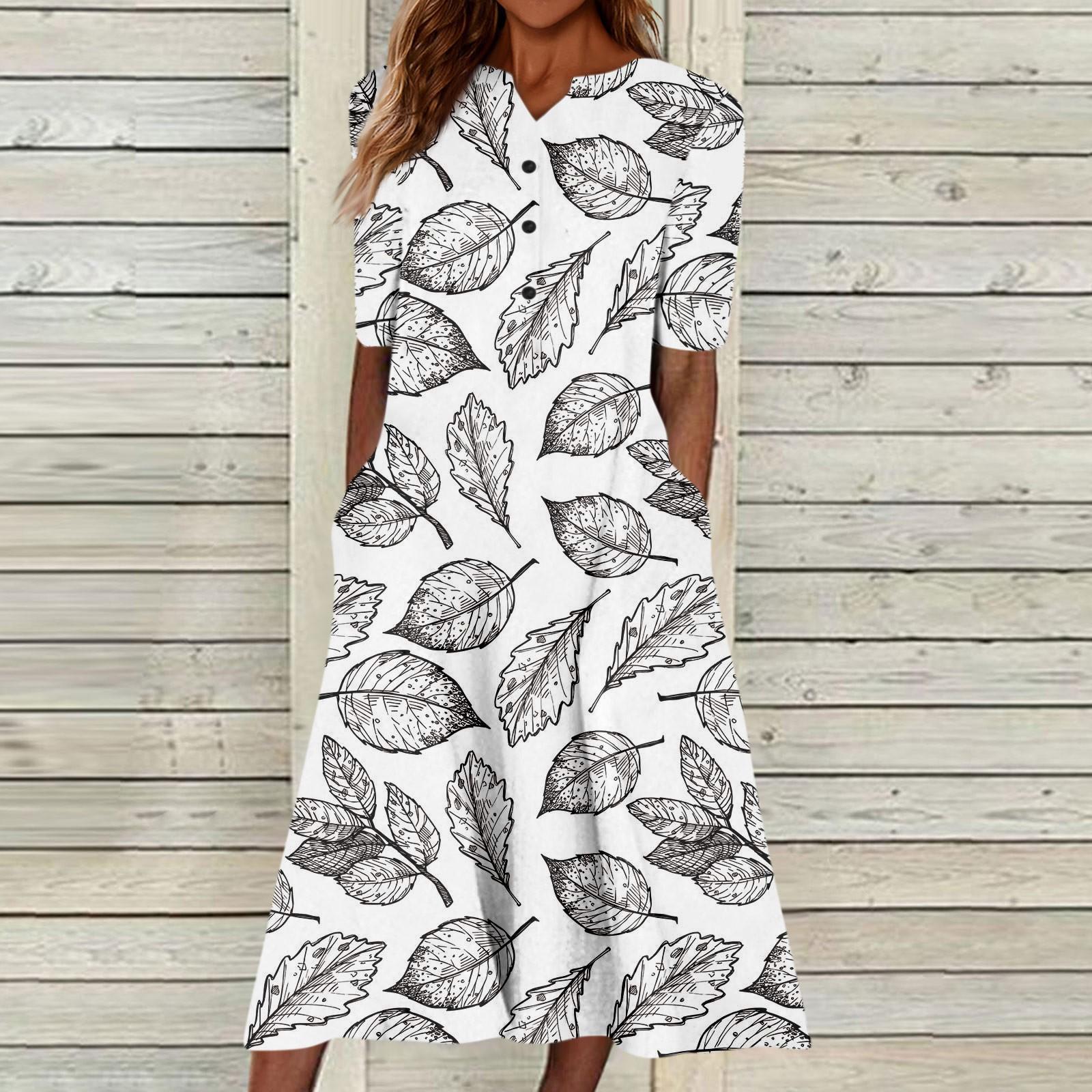 

Женское летнее повседневное модное платье с коротким рукавом и карманом на пуговицах с цветочным принтом L белый