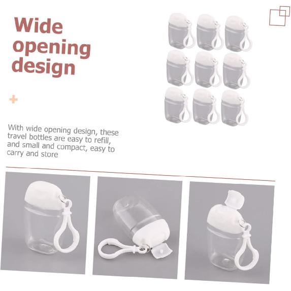 Mikinona Refillable Cosmetic Containers Set - 9PCS 30ML Portable Travel Size Bottles with Keychain - Cap Carrier Leakproof Plastic Bottles for