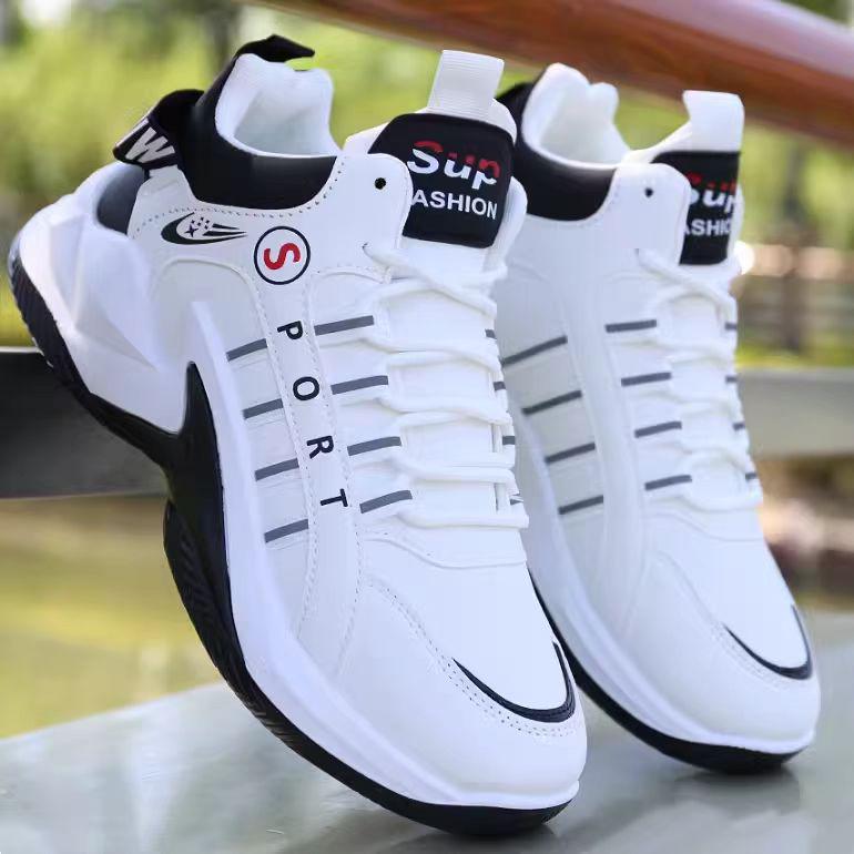 2025 Spring Men's High-Top Leather Basketball Sneakers - Red Mesh