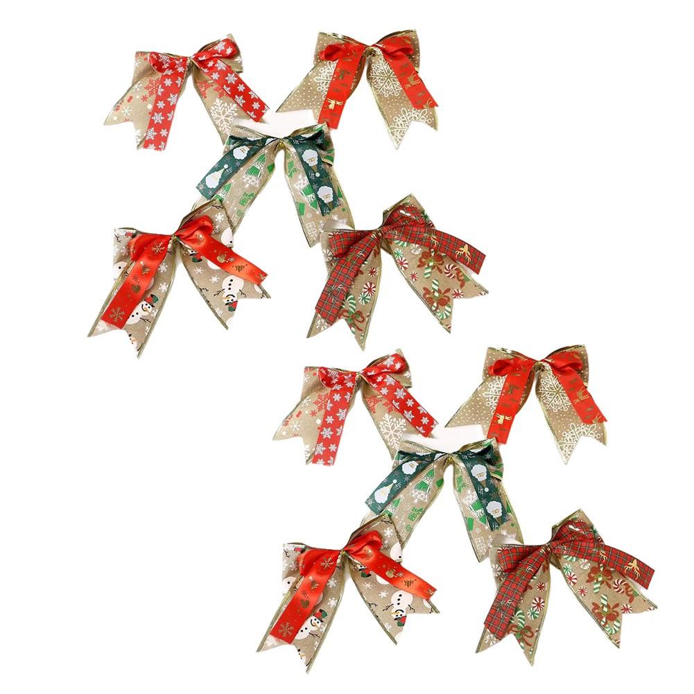 Set of 10 Decorative Christmas Bows for Tree and Holiday Event Use